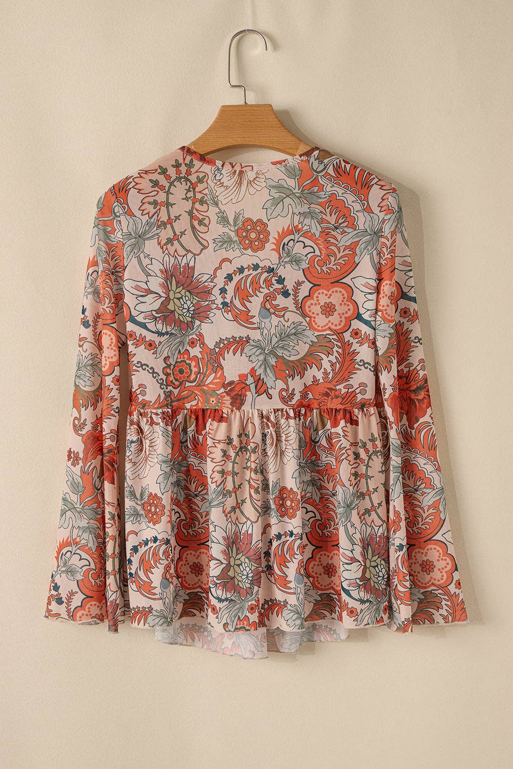 Loretta Floral Bell Sleeve V-Neck Blouse