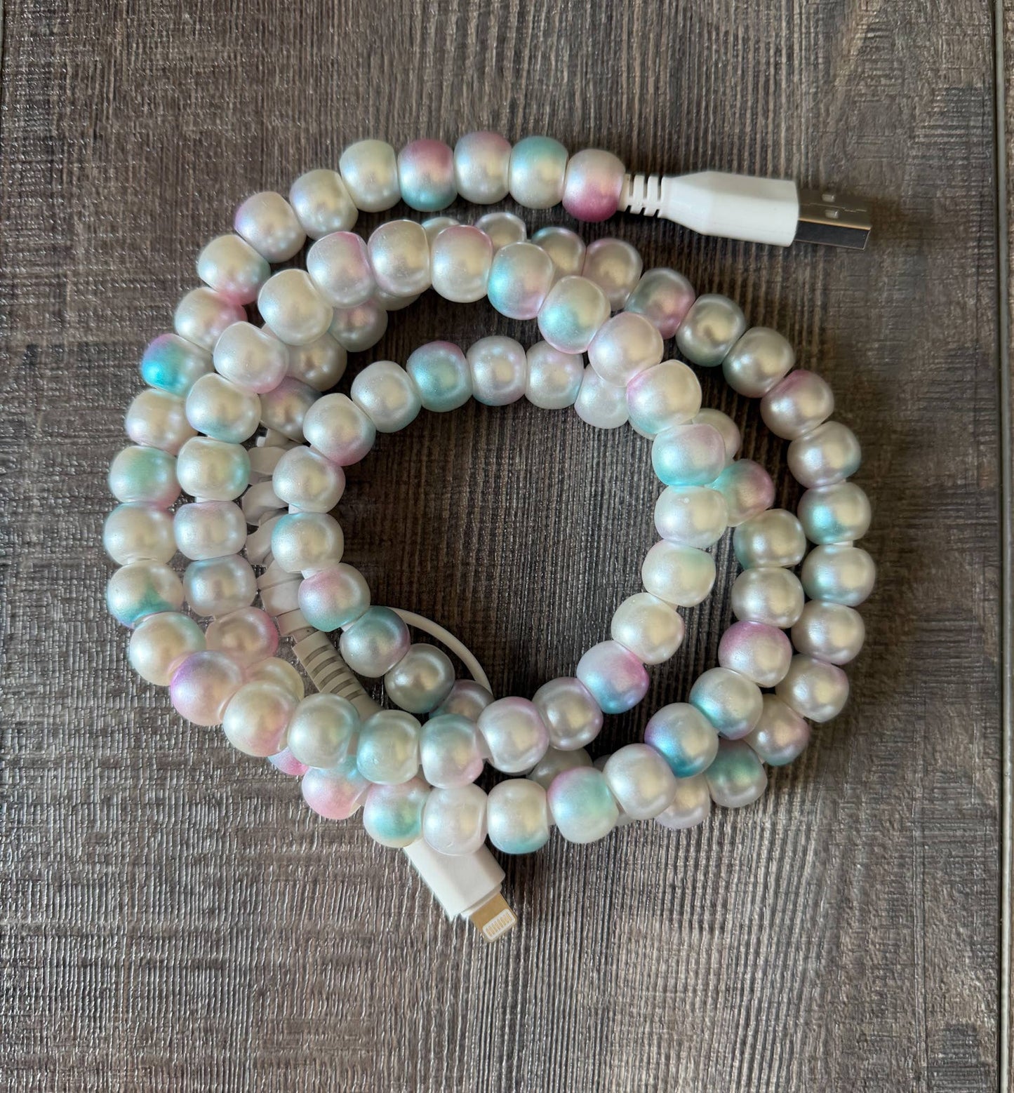 Mermaid Beaded Phone Charger with Lightning & USB-C