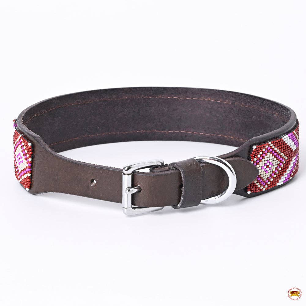Hilason Western Style Heavy Duty Beaded American Leather Pet Dog Collar