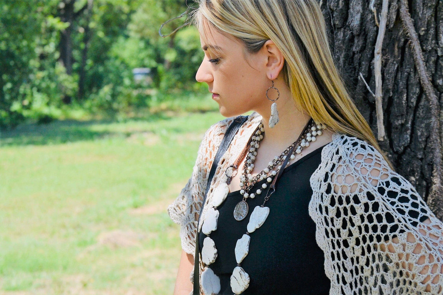 White Turquoise Chunky Earrings