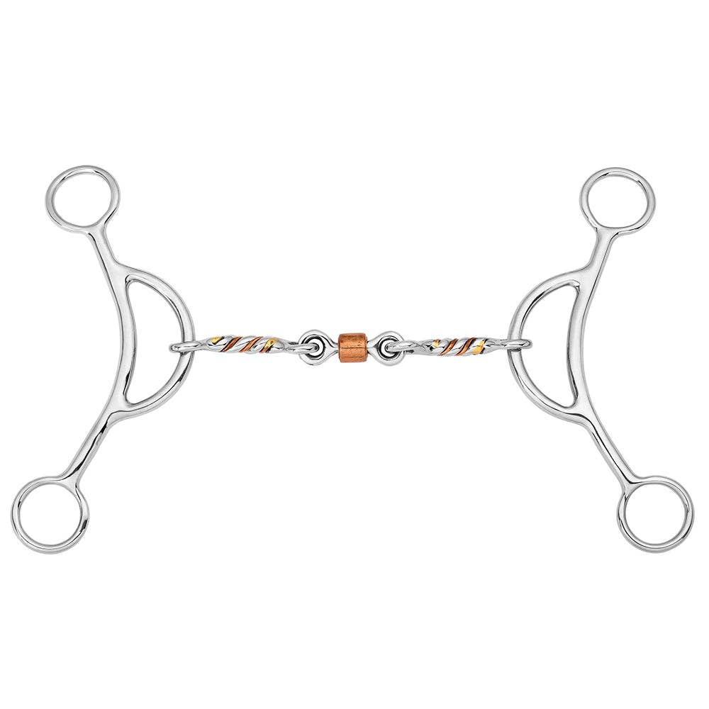 BAR H EQUINE Western Gag Bit with Three-Piece Copper Roller Ideal for Barrel Racing