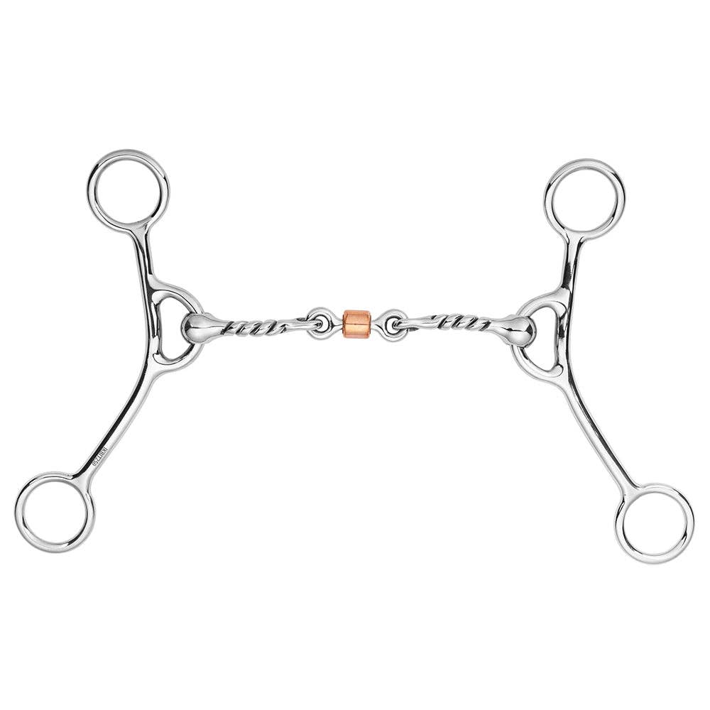 BAR H EQUINE Western Gag Bit with Twisted Three-Piece Copper Roller Mouth