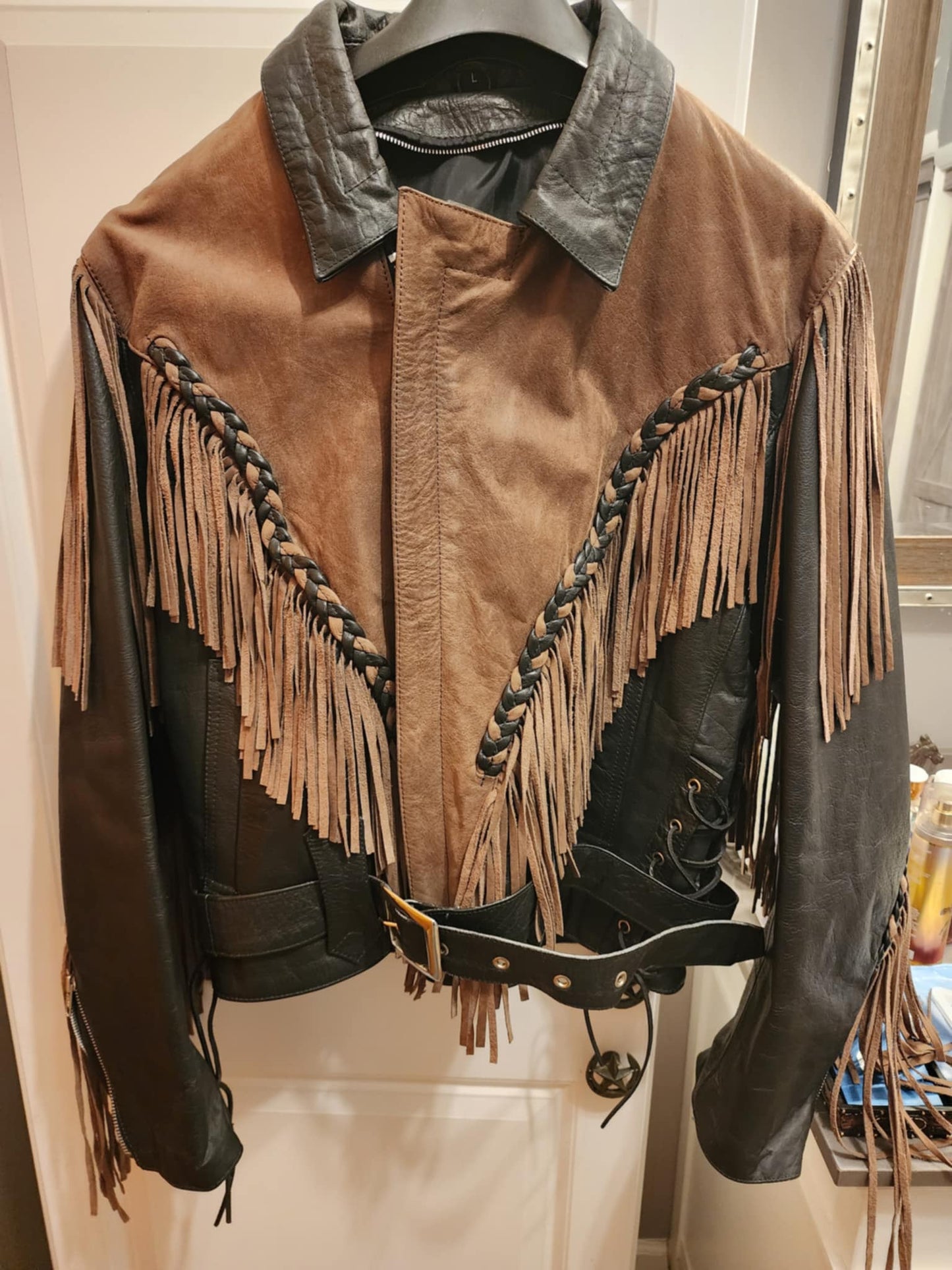 Vintage Outlaw Fringe Leather Jacket Size M/L