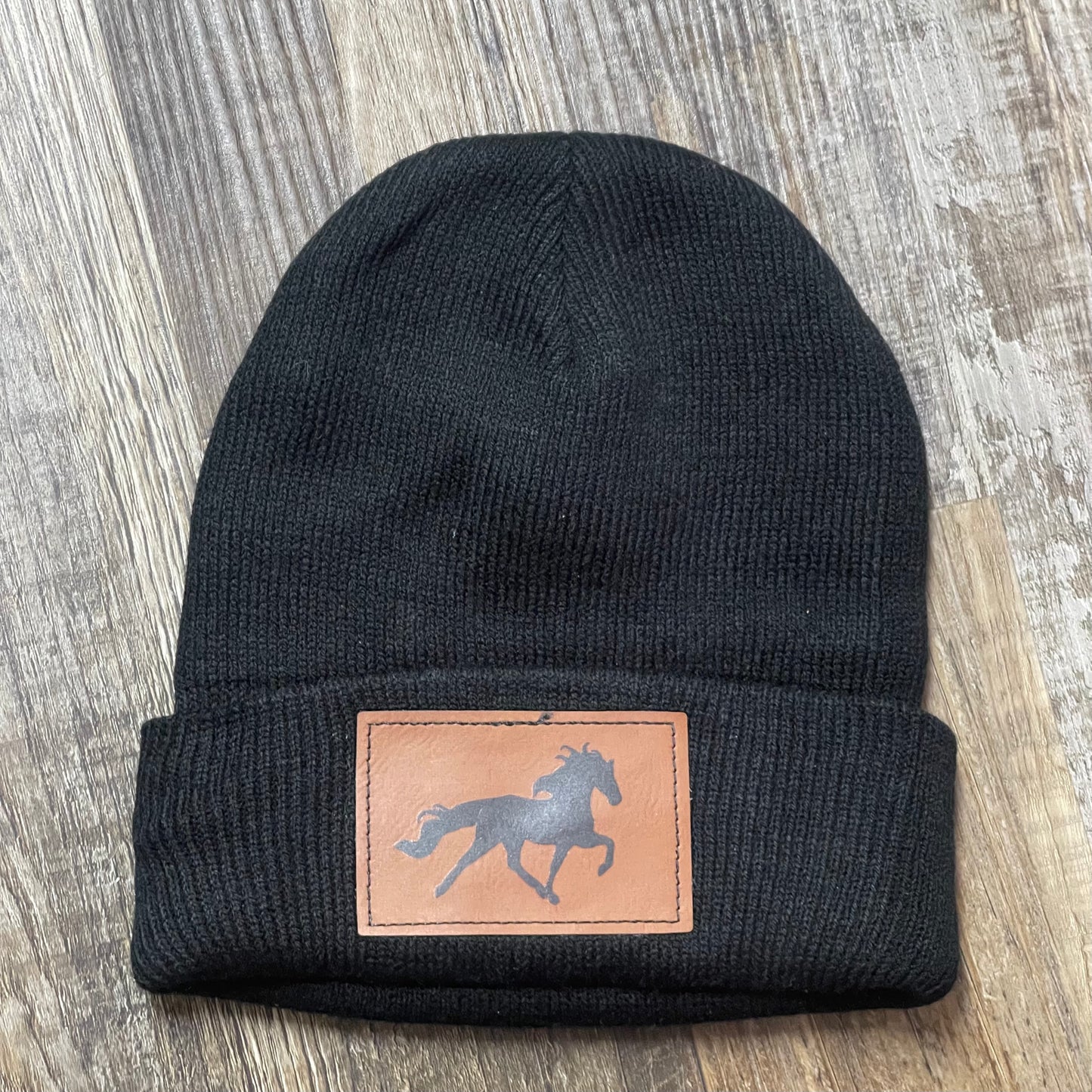 Black Racking Horse Beanie