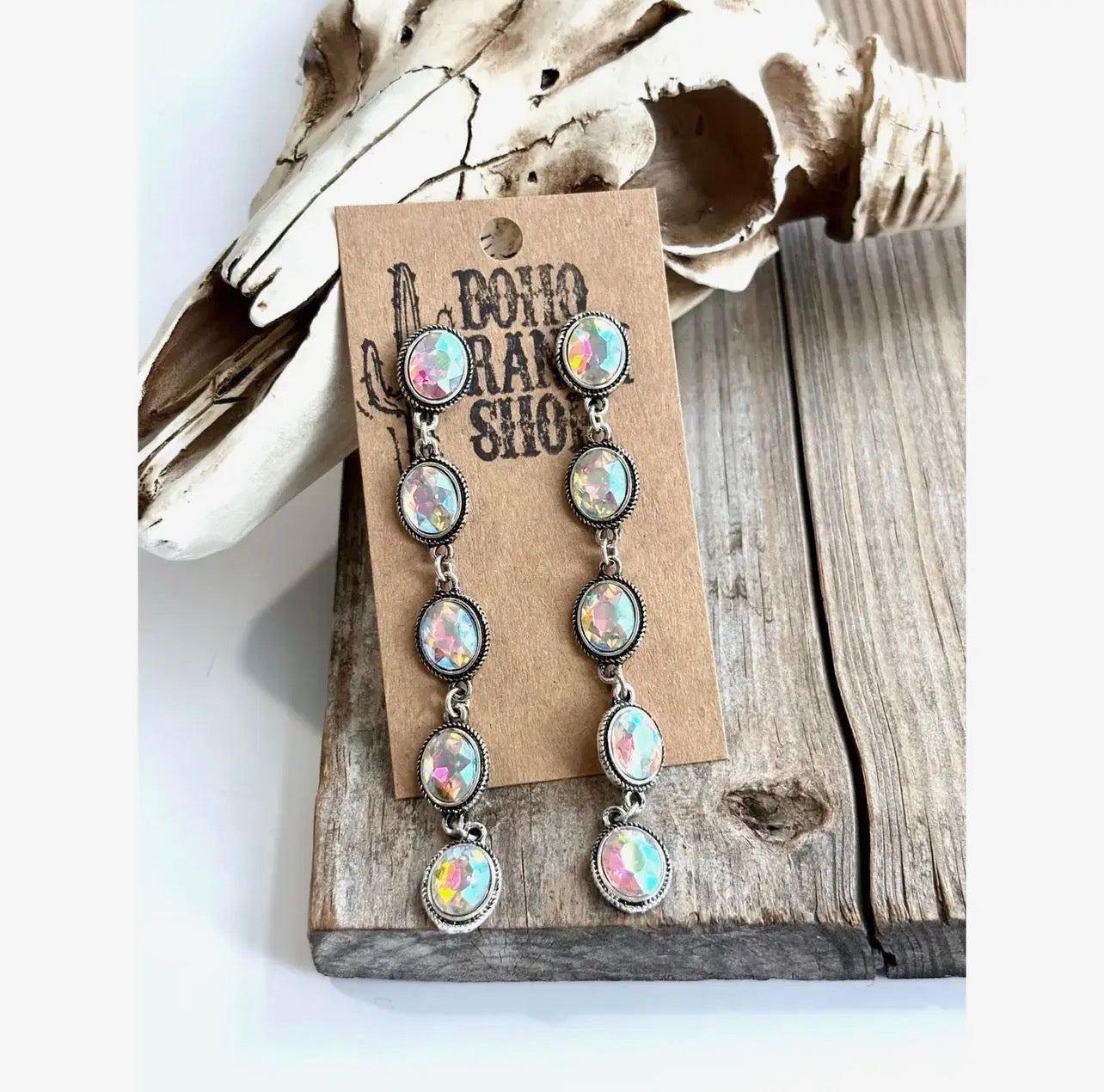 Diamond 5 Tear Concho Post Drip Drop Earrings