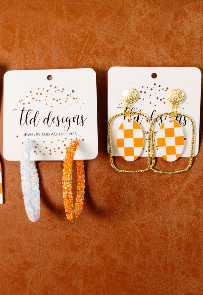 Orange and White EARRINGS