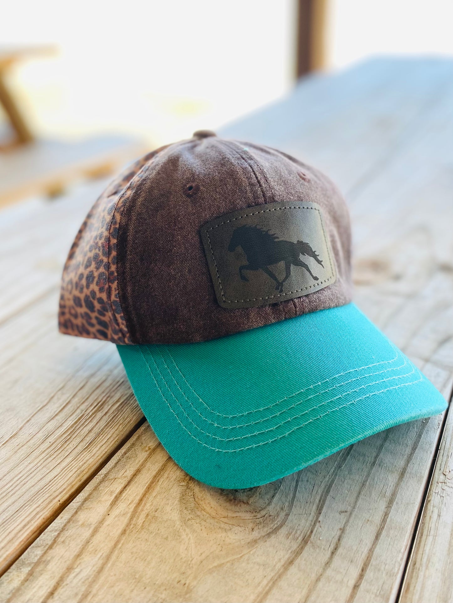 Single Footing Patch Brown and Turquoise Hat