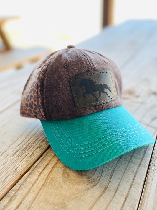 Single Footing Patch Brown and Turquoise Hat