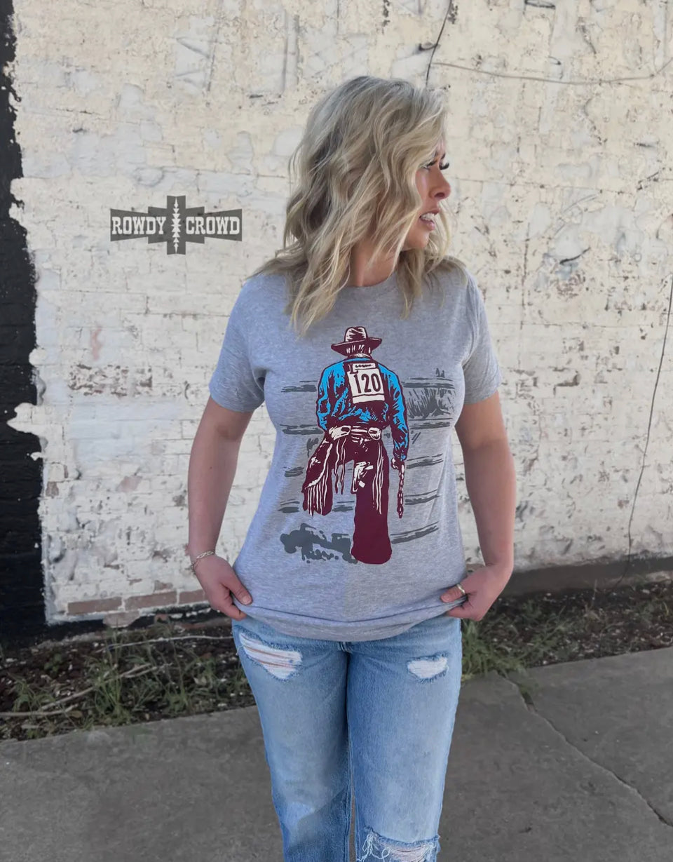 Cowboy T-Shirt T-shirt western rodeo gray top