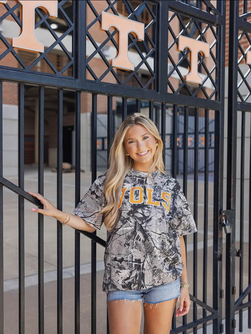 VOLS Camo T Shirt Tennessee Volunteer College Football Camouflage 