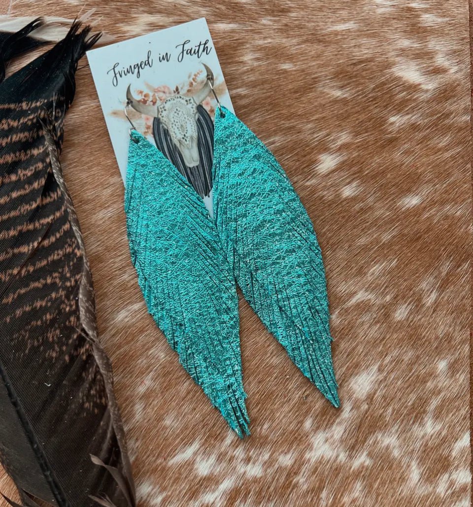 Helena Metallic Turquoise Fringe Earrings