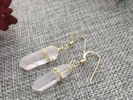 Smokey Raw Quartz Crystal Earrings