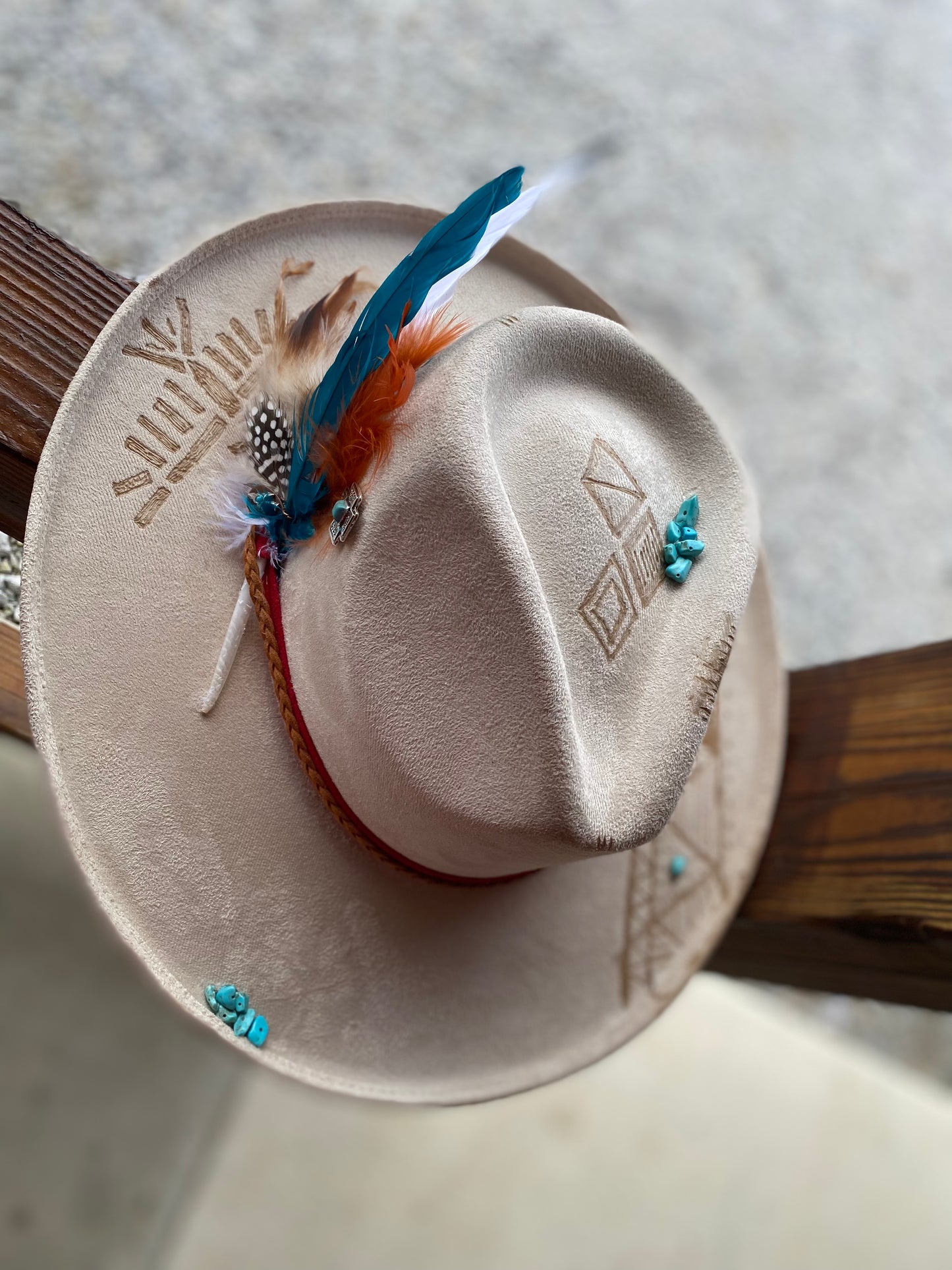 The Cream Byrd Tribal Fedora Custom Hat by Byrdie Mae 