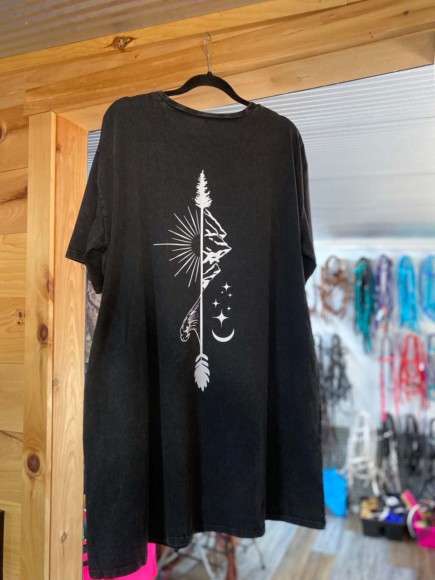 STAY WILD CAVENDERS Black Wash Tee Shirt Dress With Pockets