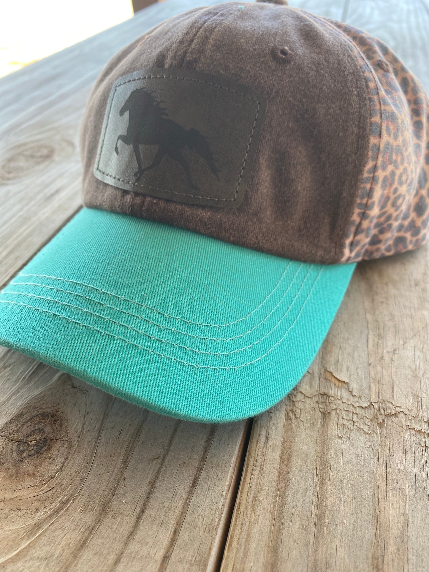 Single Footing Patch Brown and Turquoise Hat