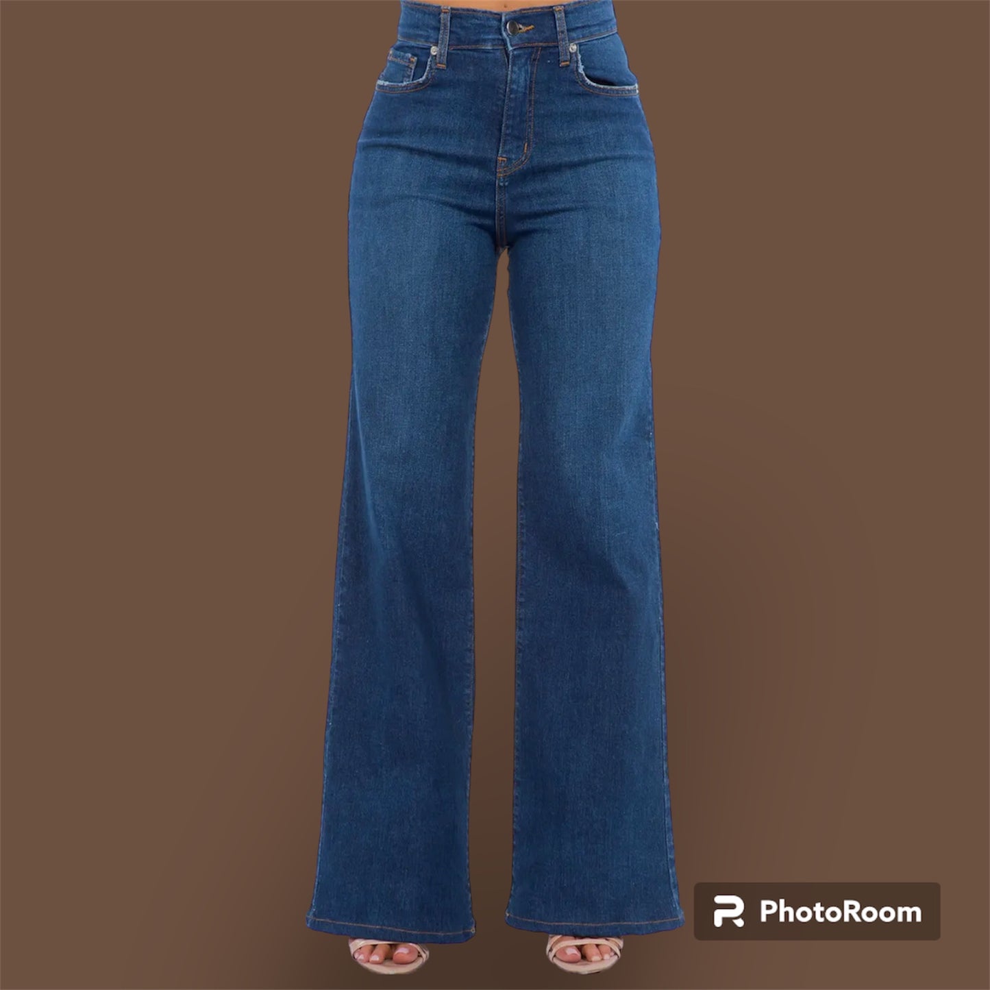 Jeans Denim dark blue wide leg strait pants 