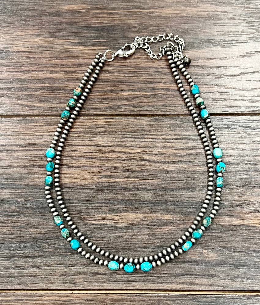 Rivera Handmade 16" Navajo Oval Gemstone Necklace