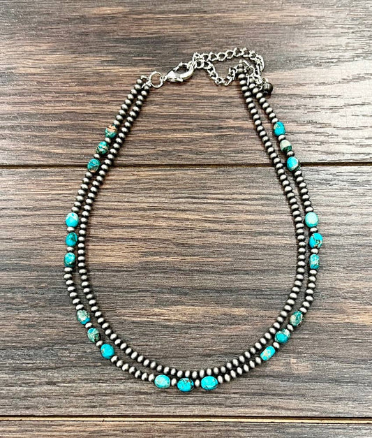 Rivera Handmade 16" Navajo Oval Gemstone Necklace