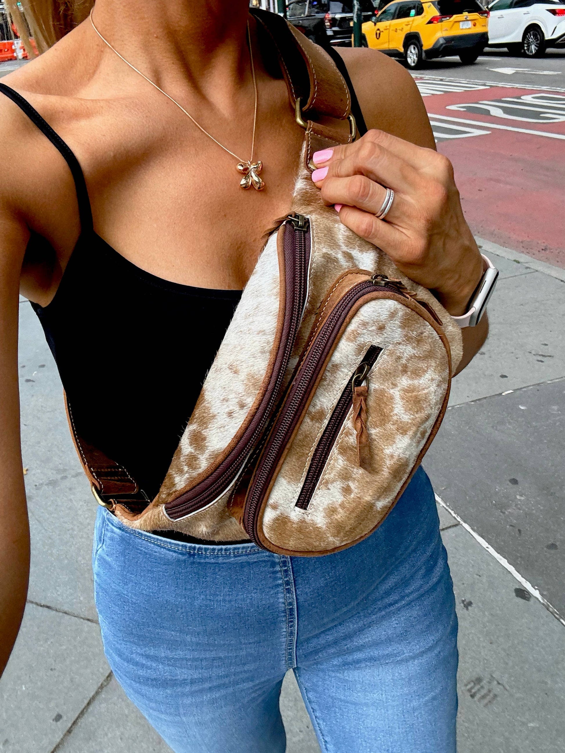 Western Hairon Cowhide Fanny Pack - bum bag sling bag