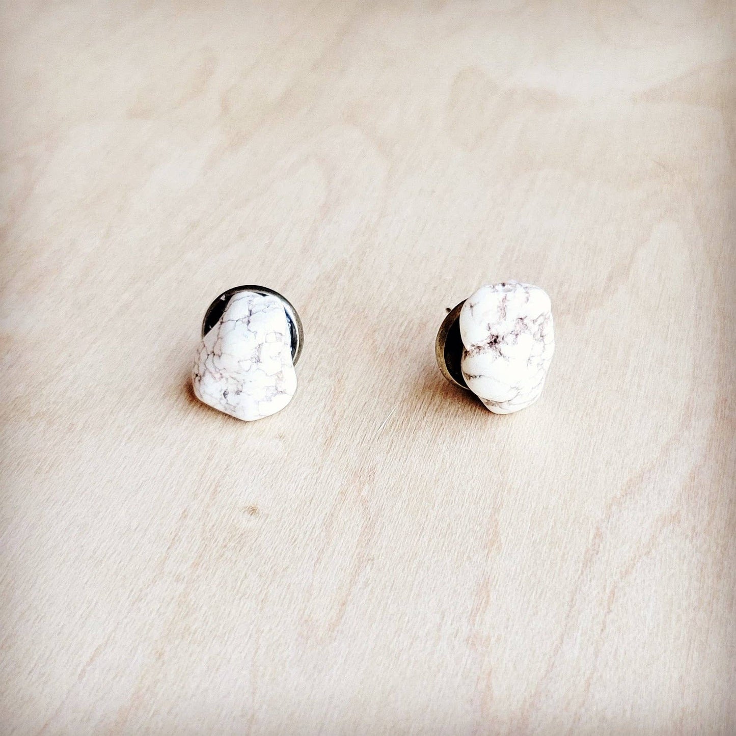 White Turquoise Stud Earrings