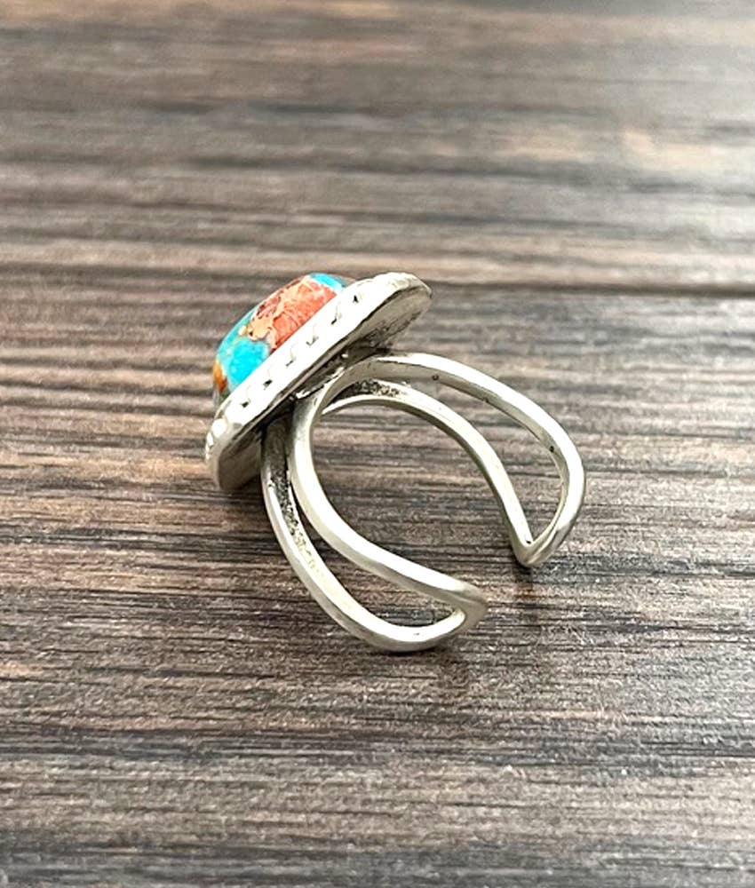Arrowhead Gemstone, Brass Adjustable Ring