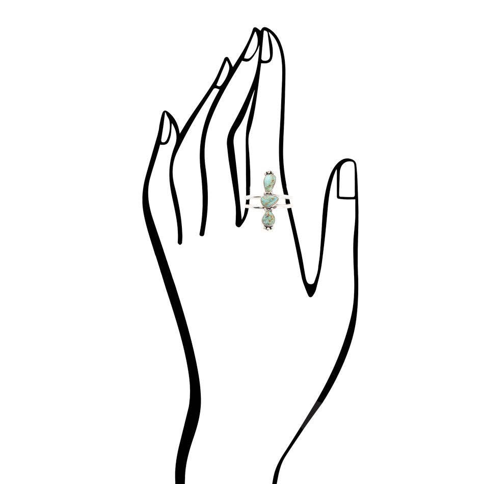 Linear Triple Stone Turquoise and Sterling Silver Ring