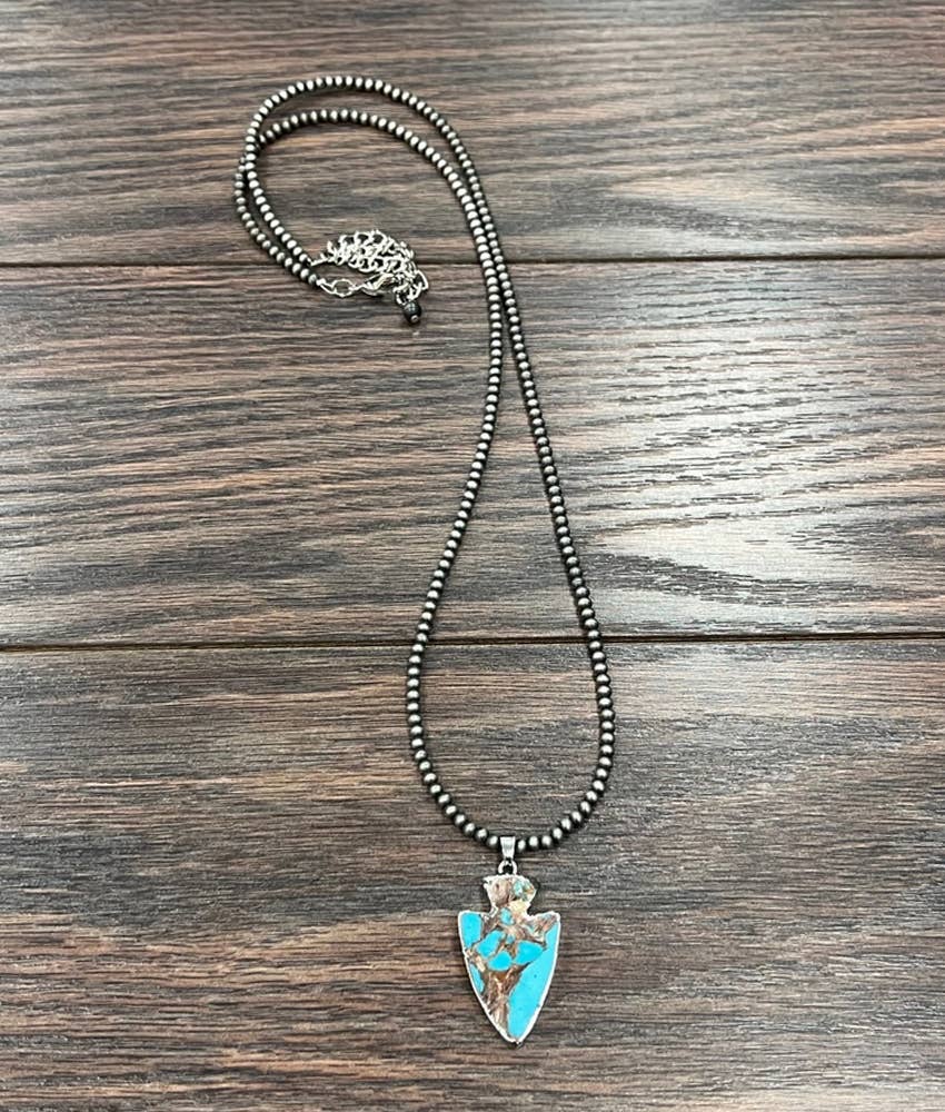 Chief Navajo Bead, Arrowhead Gemstone Necklace