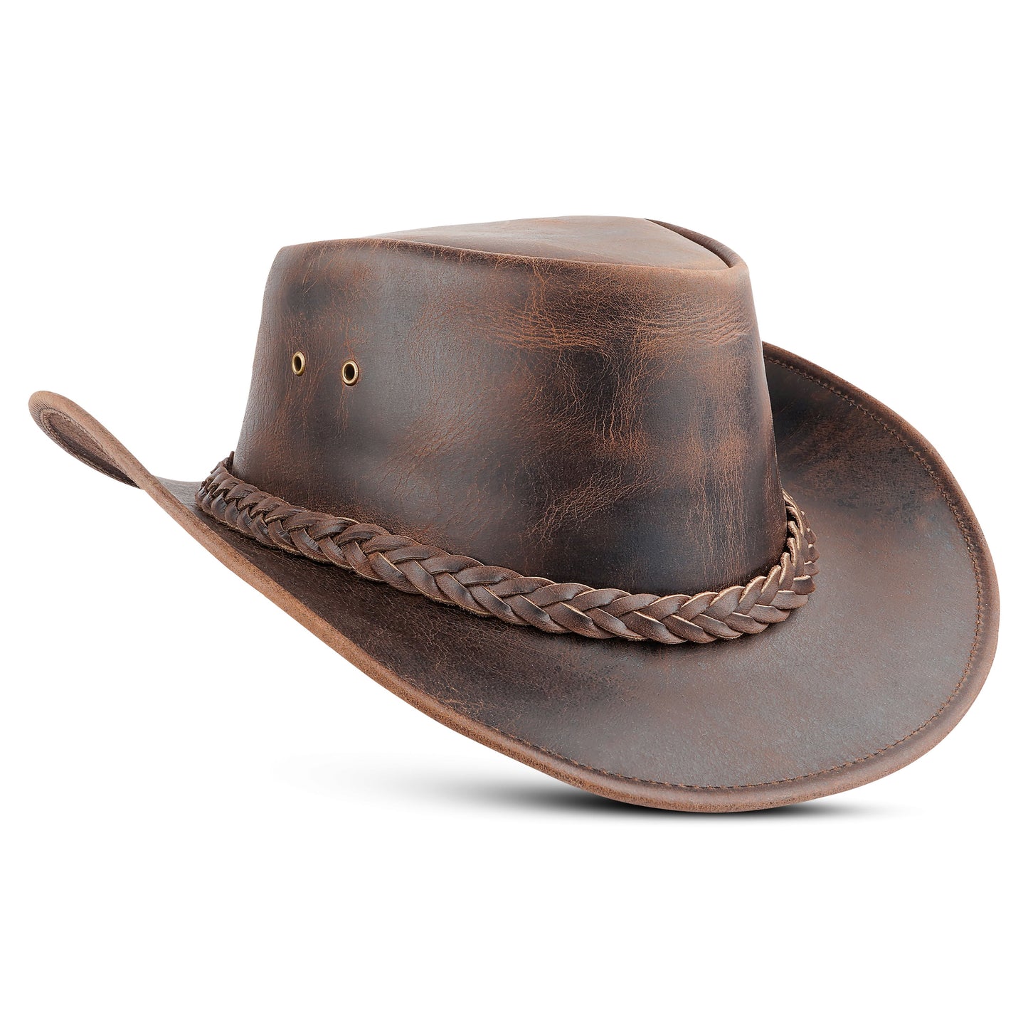 THE TIMBER Brown Western Leather Outback Cowboy Hat