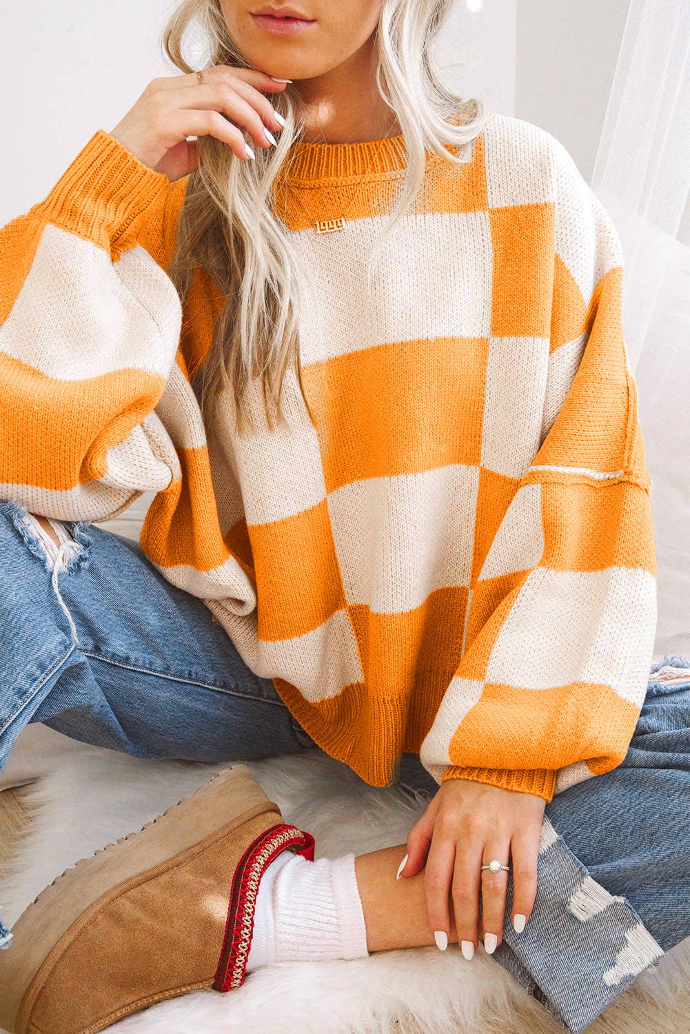Tennessee Checker Reverse Seam Crewneck Sweater