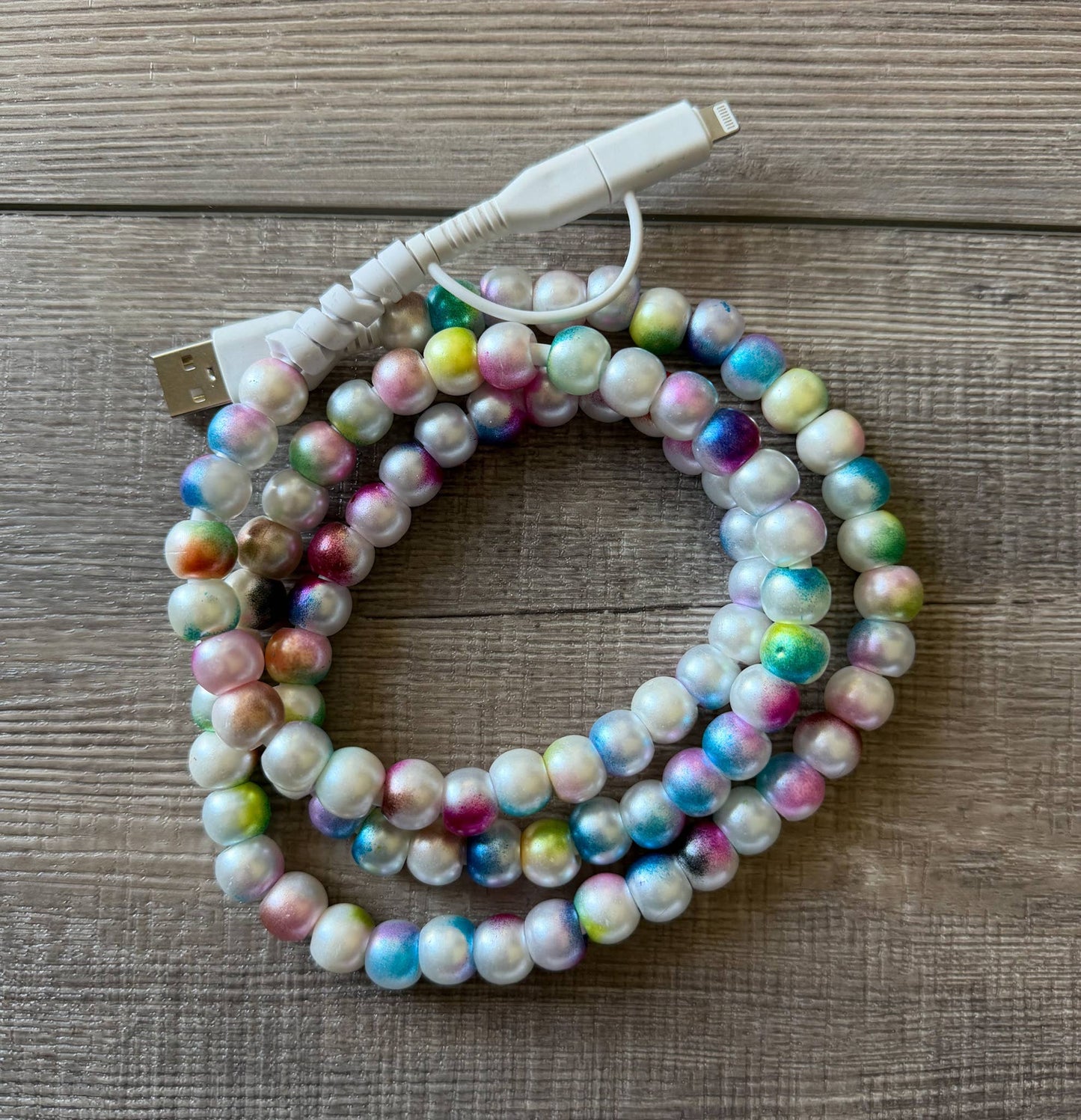 Mermaid Beaded Phone Charger with Lightning & USB-C