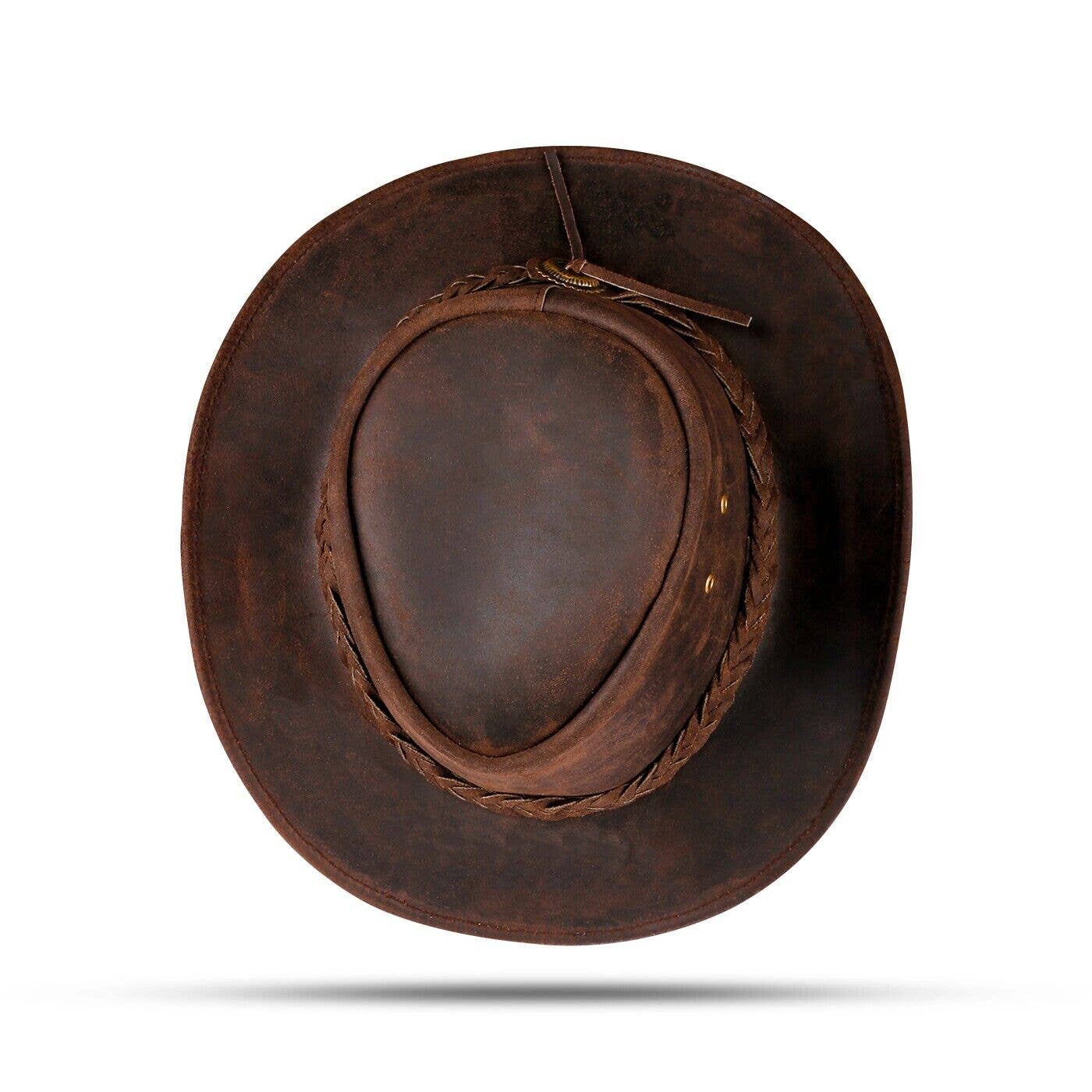 Brown Western Leather Outback Cowboy Hat