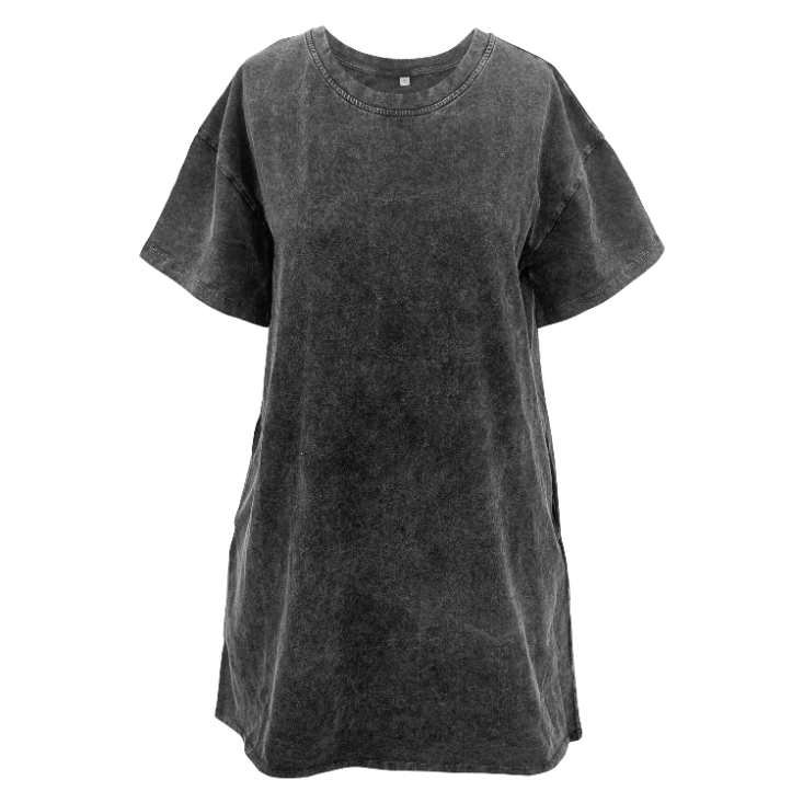 STAY WILD CAVENDERS Black Wash Tee Shirt Dress With Pockets