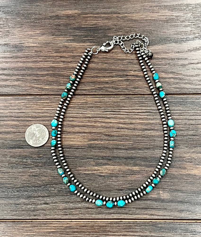 Rivera Handmade 16" Navajo Oval Gemstone Necklace
