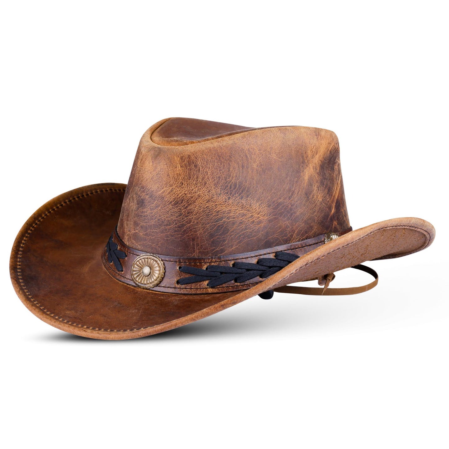 THE MOUNTAINEER Shapeable Western Brown Leather Outback Cowboy Hat