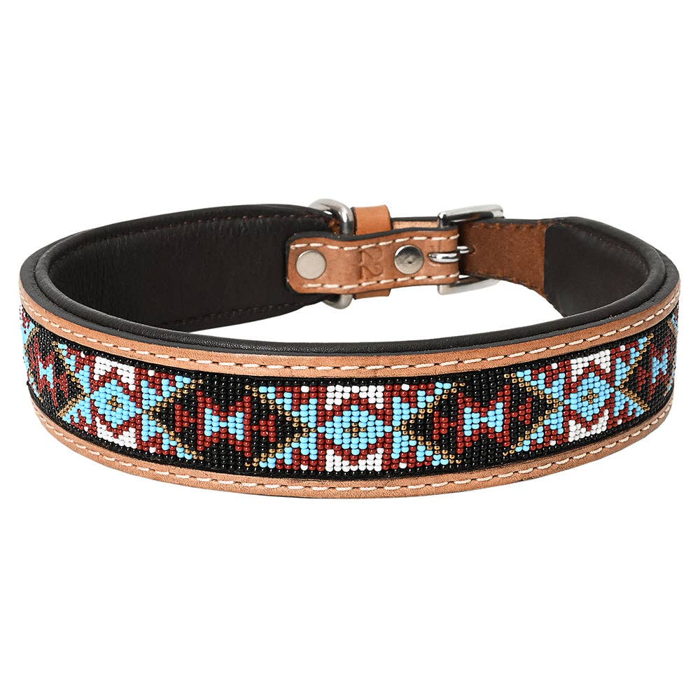 HILASON Western Style Heavy Duty Beaded American Leather Pet Dog Collar | Dog Collar | Leather Dog Collar | Western Dog Collar | Leather Collar for Dogs | Comfortable Dog Collar | Beaded Dog Collar