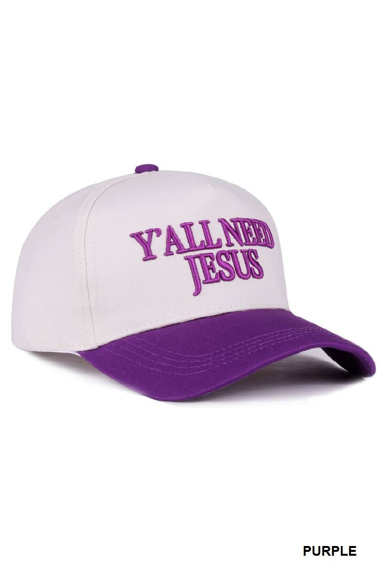 Y'all Need Jesus Two Tone Canvas Cotton Cap