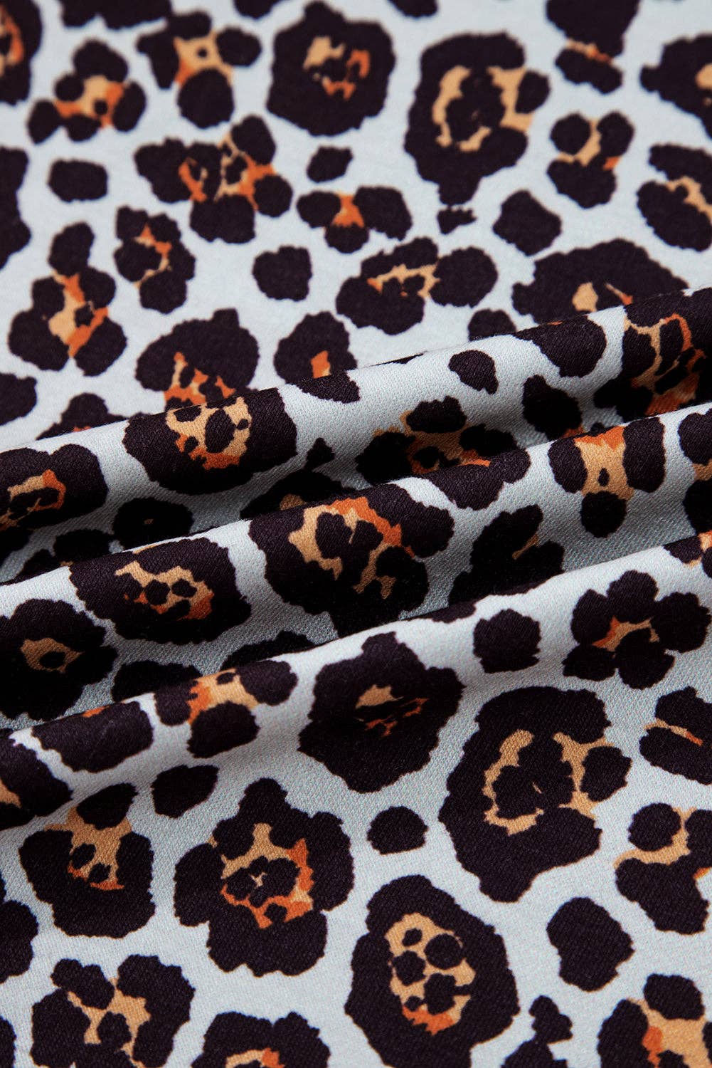 Leopard Floral Patchwork Ribbed Puff Sleeve Top