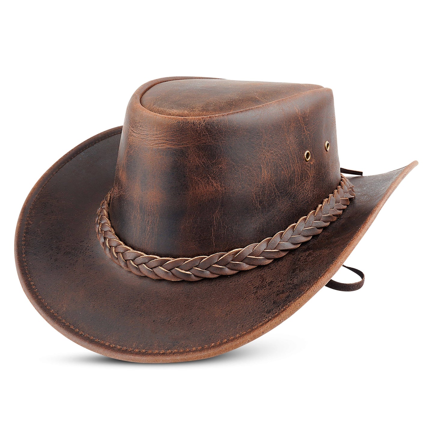 THE TIMBER Brown Western Leather Outback Cowboy Hat