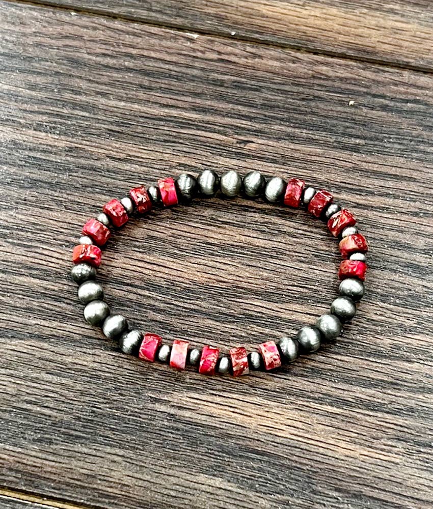 Handmade Navajo Gemstone Stretch Bracelet