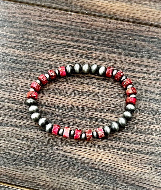 Handmade Navajo Gemstone Stretch Bracelet