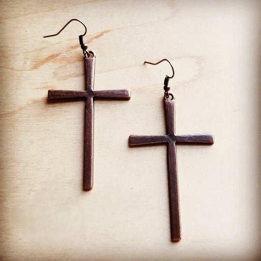 Copper Cross Earrings