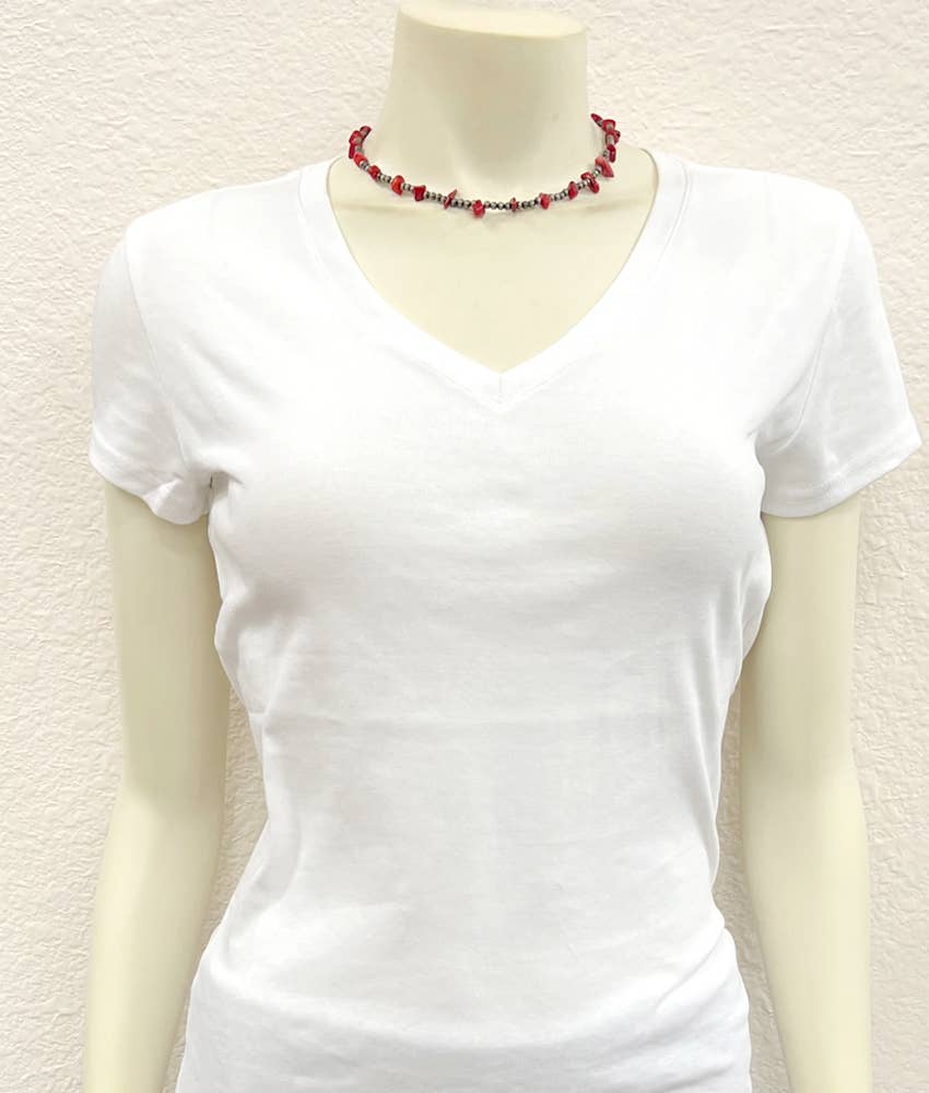 Sassy Handmade 16" Navajo Coral Necklace