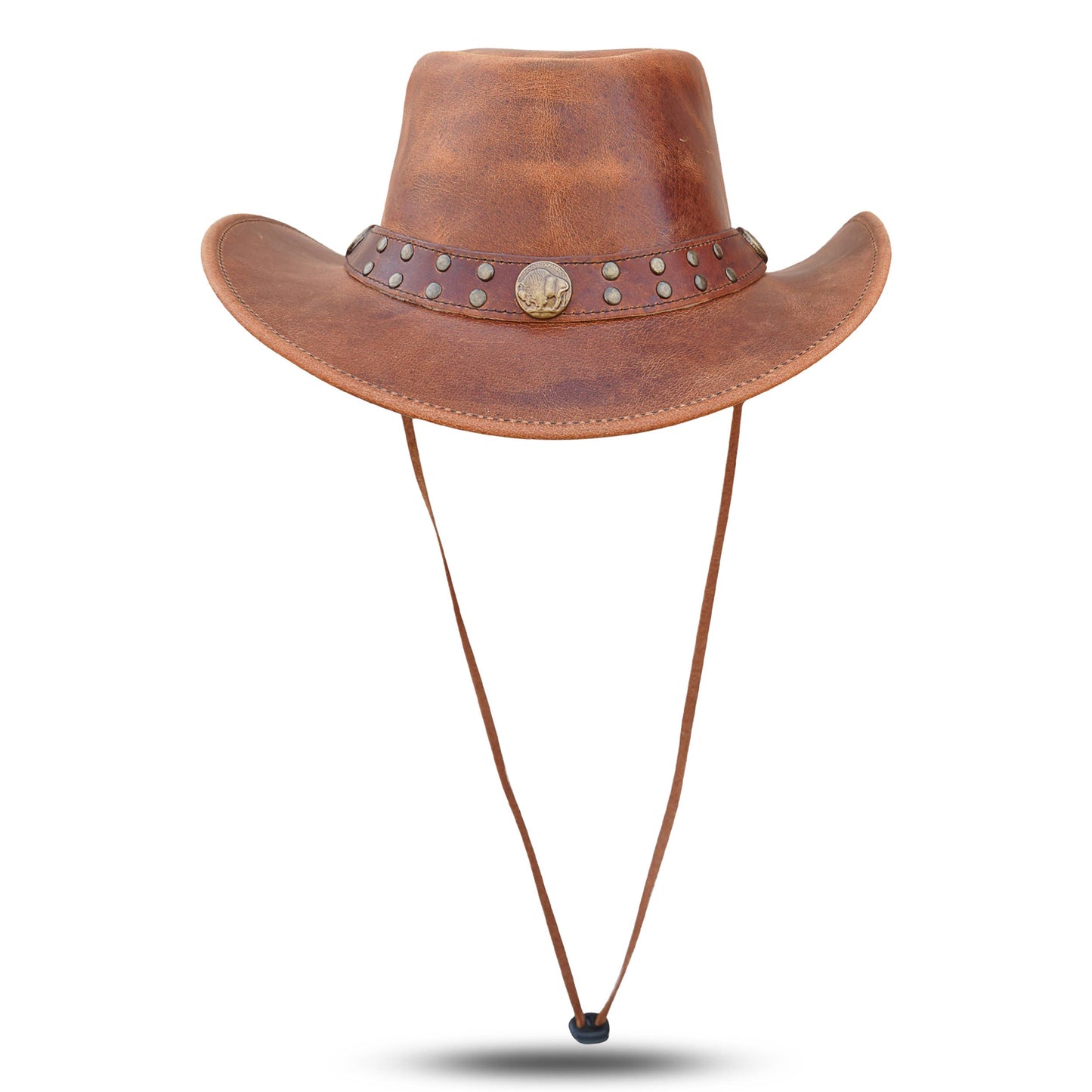 THE QUEST HADZAM Shapeable Western Brown Leather Outback Cowboy Hat