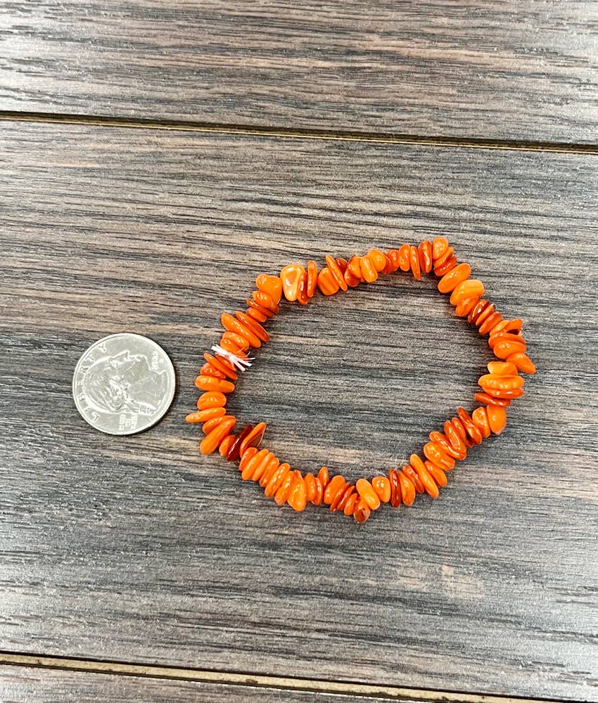 Handmade Orange Natural Seashell Stretch Bracelet