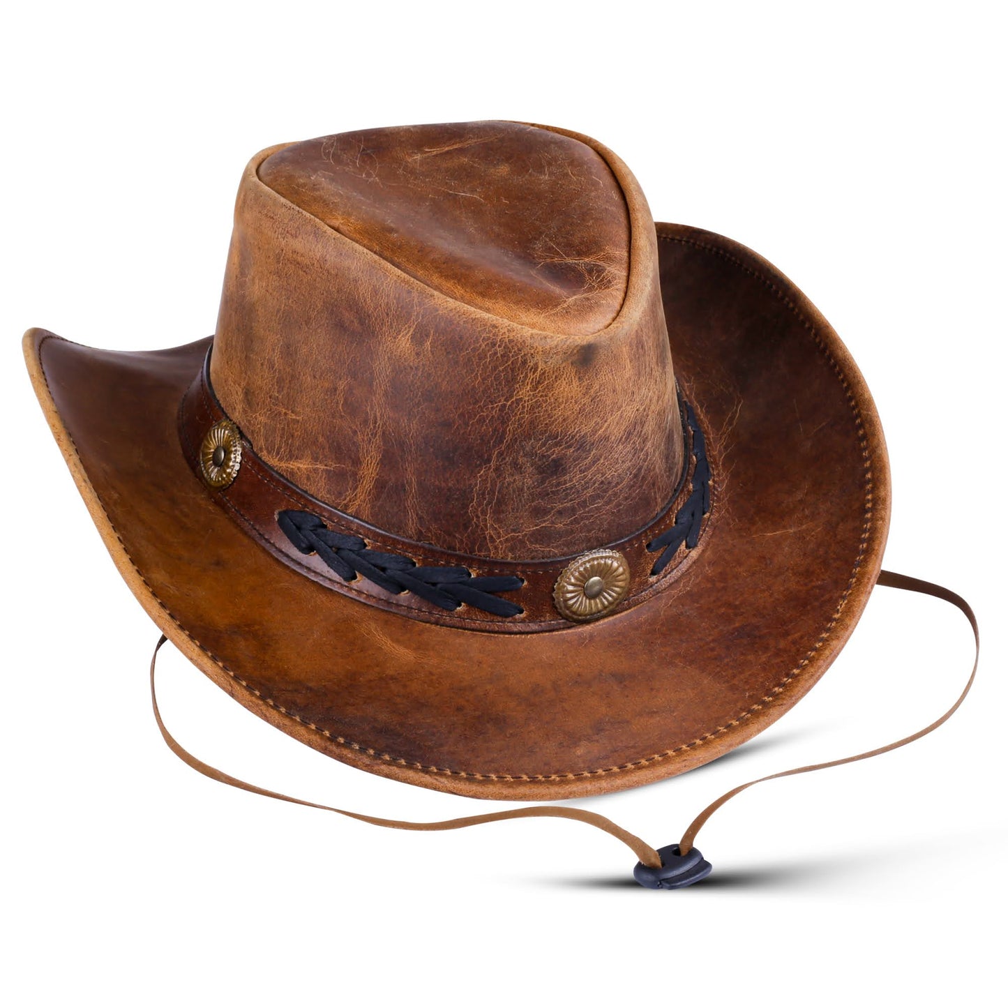 THE MOUNTAINEER Shapeable Western Brown Leather Outback Cowboy Hat