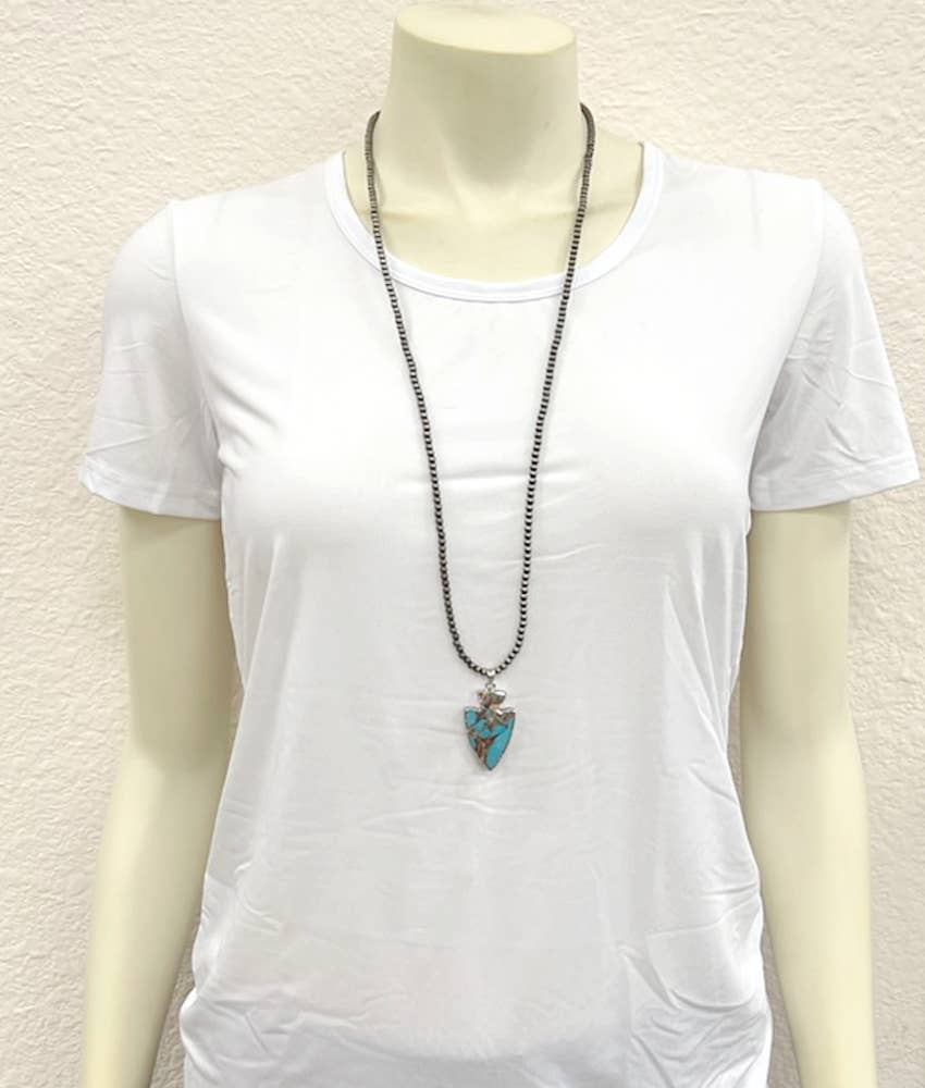 Chief Navajo Bead, Arrowhead Gemstone Necklace