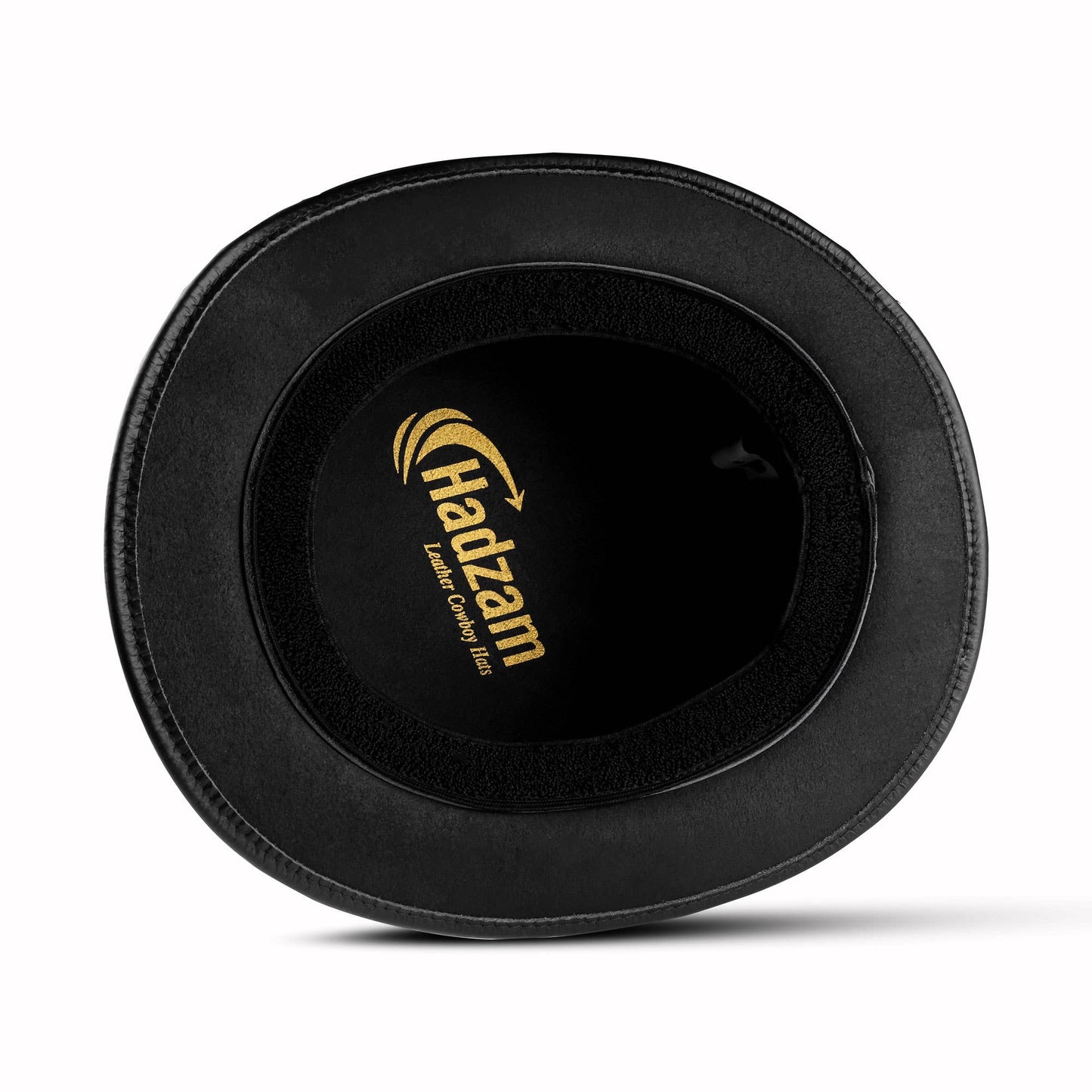 hadzam western black leather top hat cowboy cwgirl unisec