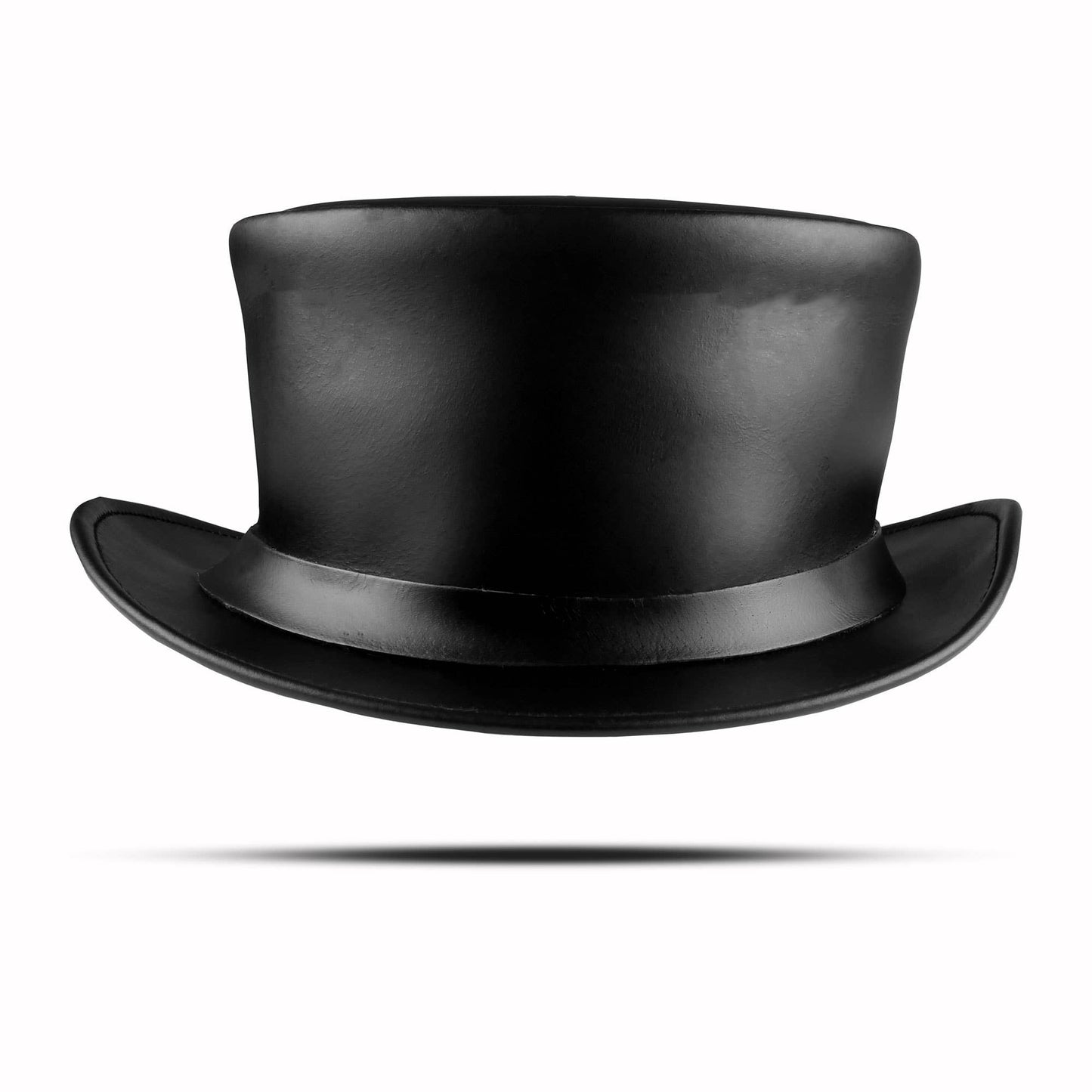 black leather top hat western unisex men women hats